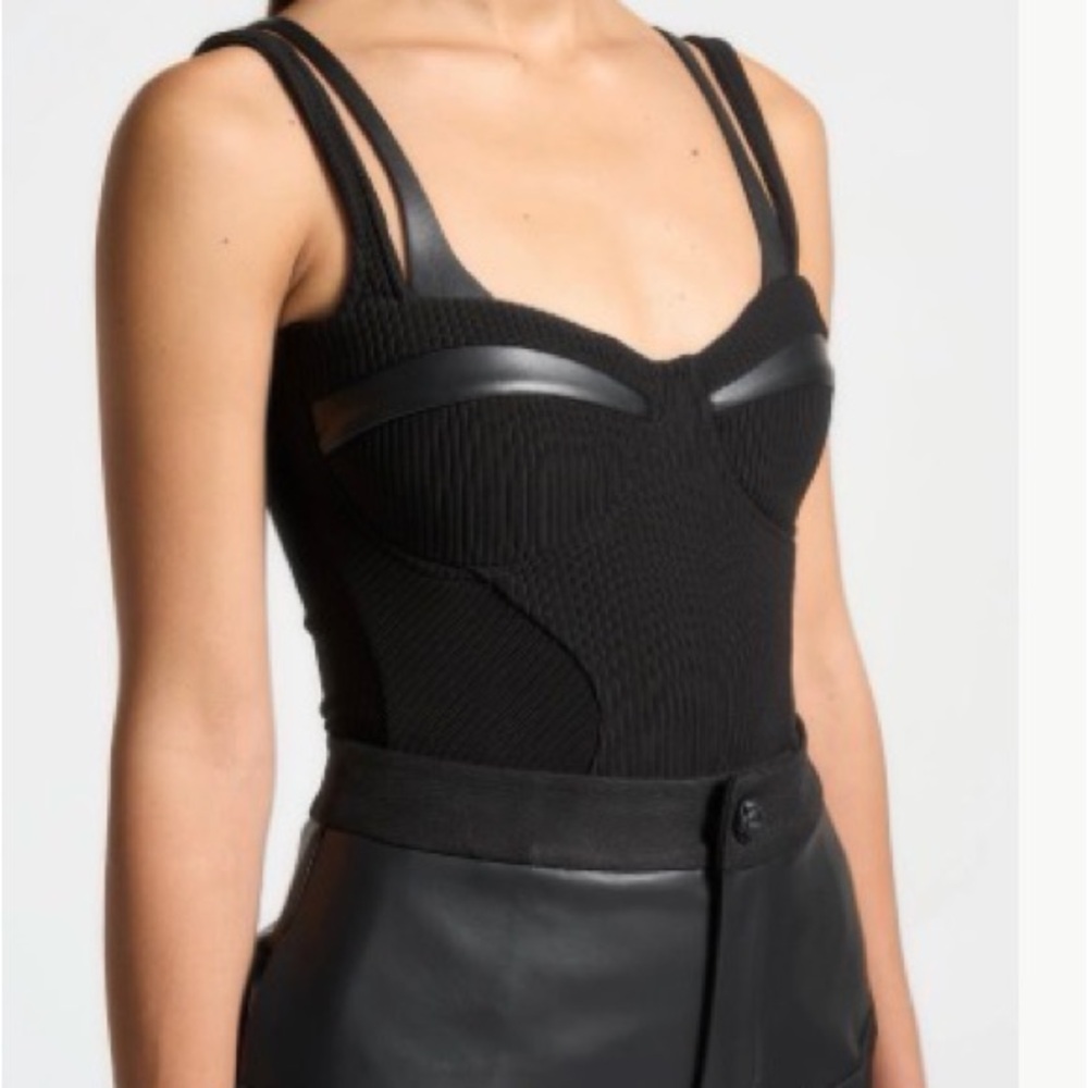 Black Ribbed Bustier Tank Top - Unbranded